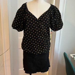 Madewell corduroy wrap polka dot top
